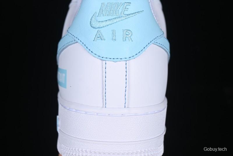 Nike Air Force 1 '07 Low Casual Sneakers with White & Blue Swoosh - CW2288-026