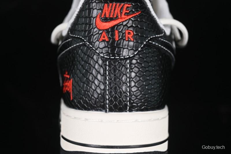 Nike Air Force 1 '07 Low Stussy Year of the Snake Limited Edition Black Snake Print Drawstring Casual Sneakers - DM6688-013