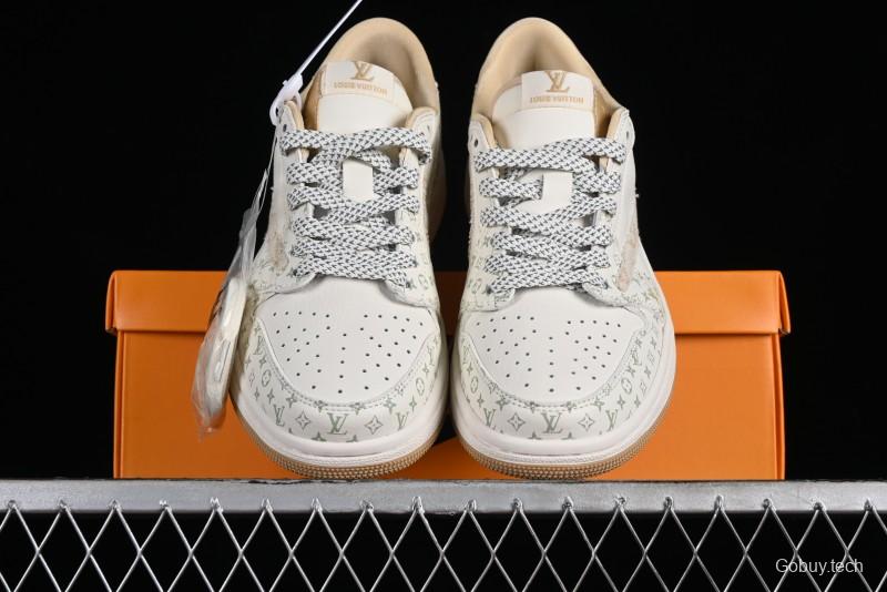 Nike Air Jordan 1 Low OG SP Travis Scott x Fragment Design Retro Sneakers with Reverse Swoosh - SJ2068-006