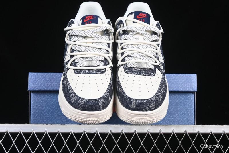 Nike Air Force 1 '07 Low Levi's Collaboration Light Blue Denim Drawstring Casual Sneakers - SJ1198-900