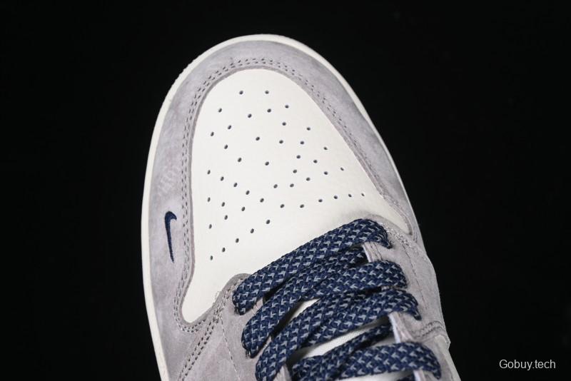 Nike Air Jordan 1 Low Stussy Collaboration Blue Suede Retro Basketball Shoes - SJ9950-035