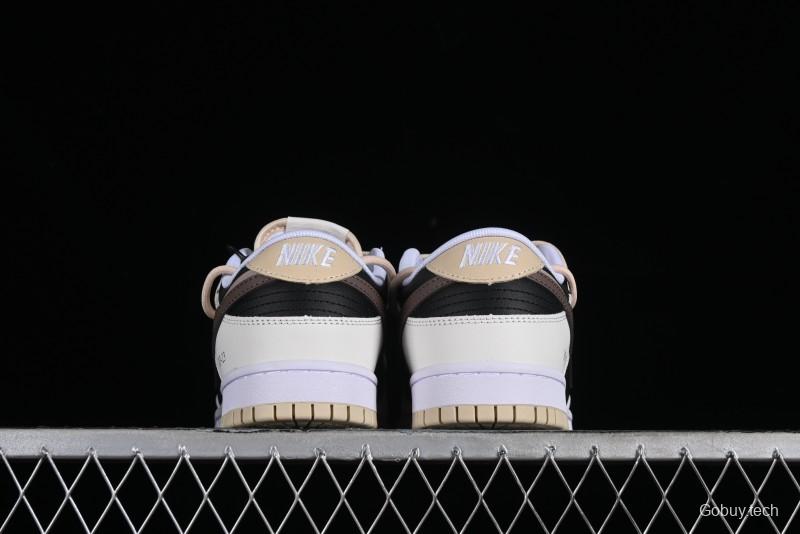 Nike Dunk Low Chestnut Letter High Street Black Brown Deconstructed SB Strap Low Top Casual Skate Shoes - DV0831-003