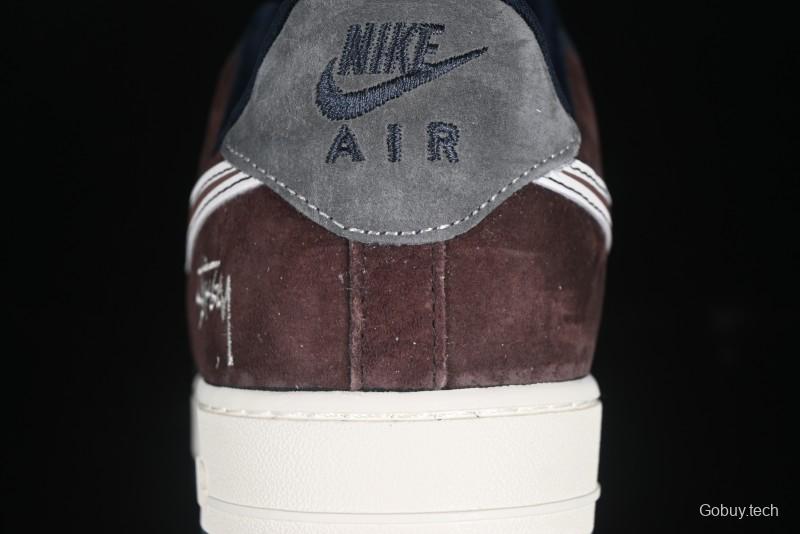 Nike Air Force 1 '07 Low Stussy Collaboration White Blue Chocolate Low-Top Casual Sneakers - KK1988-061
