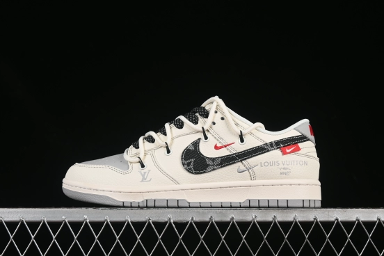 Nike SB Dunk Low LV Series Strap Denim Black Swoosh Anniversary Custom Low-Top Casual Skate Shoes - FC1688-218