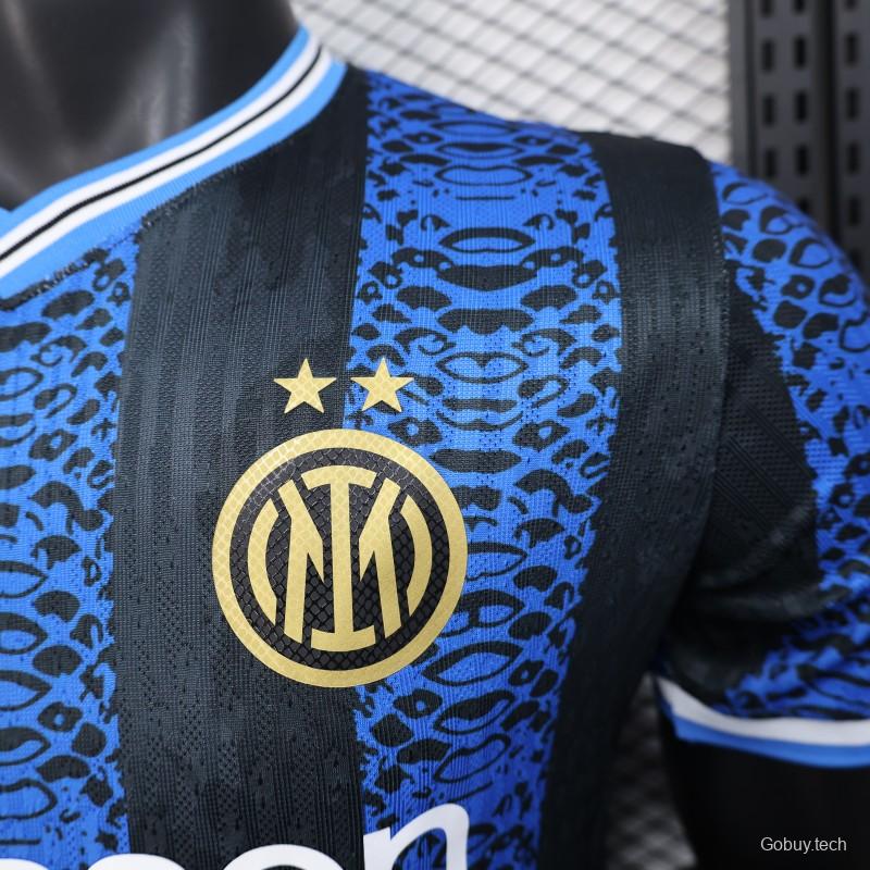 Player Version 25/26 Inter Milan Black and Blue Jersey with Snake Design