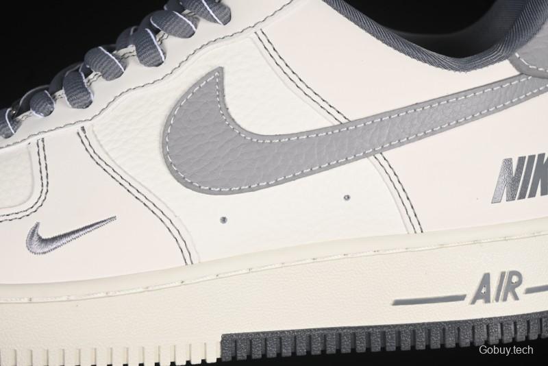 Nike Air Force 1 '07 Low Casual Sneakers in Cream Grey with Full-Length Air Cushion - SC9207-534