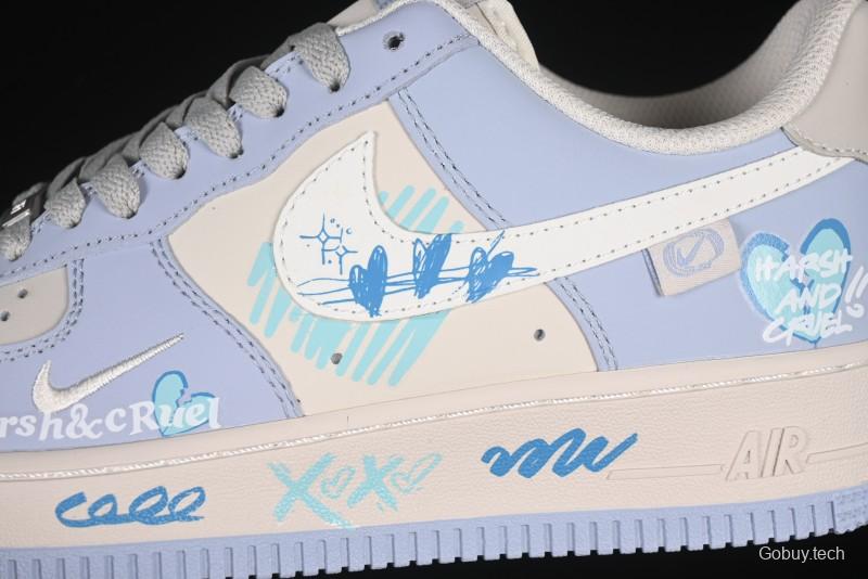 Nike Air Force 1'07 Low "Blue Star Love" 520 Series Limited Edition Casual Sneakers - DB3301-991