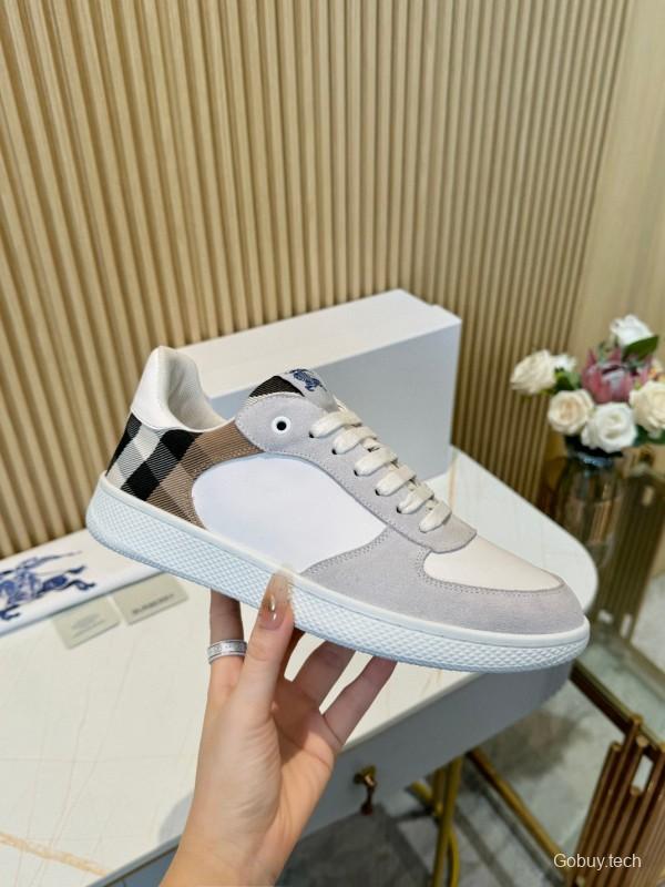 2024 Men Burberry White Beige Classic Cotton Casual Shoes MJ00320