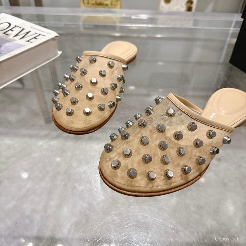 2025 Slippers Alexander Wang Beige Leather Studded LY00310