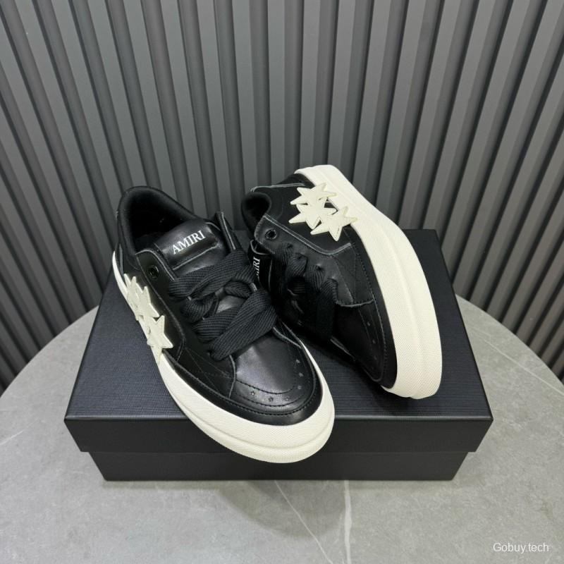 2024 Unisex Amiri Black White Leather Sneakers MJ00300