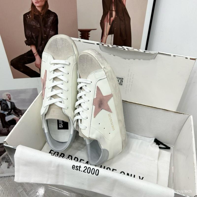 2025 Women GGDB White Pink Leather Sneakers