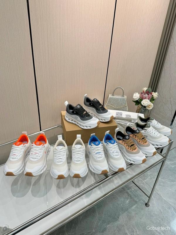 2025 Unisex Loewe White Blue Mesh Leather Sneakers