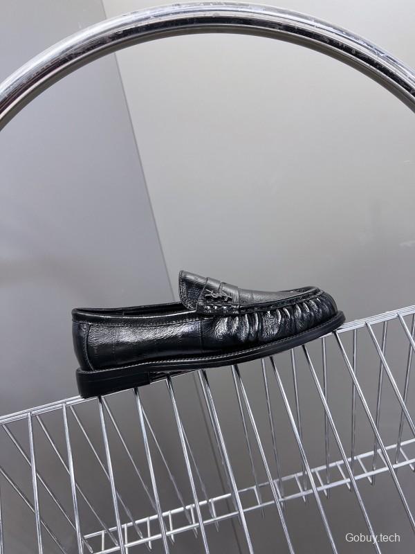 2025 Women Yves Saint Laurent Black Leather Loafers
