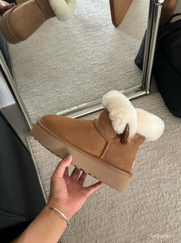 2024 Women UGG Antelope Brown Suede Shearling Short Boots MJ00170