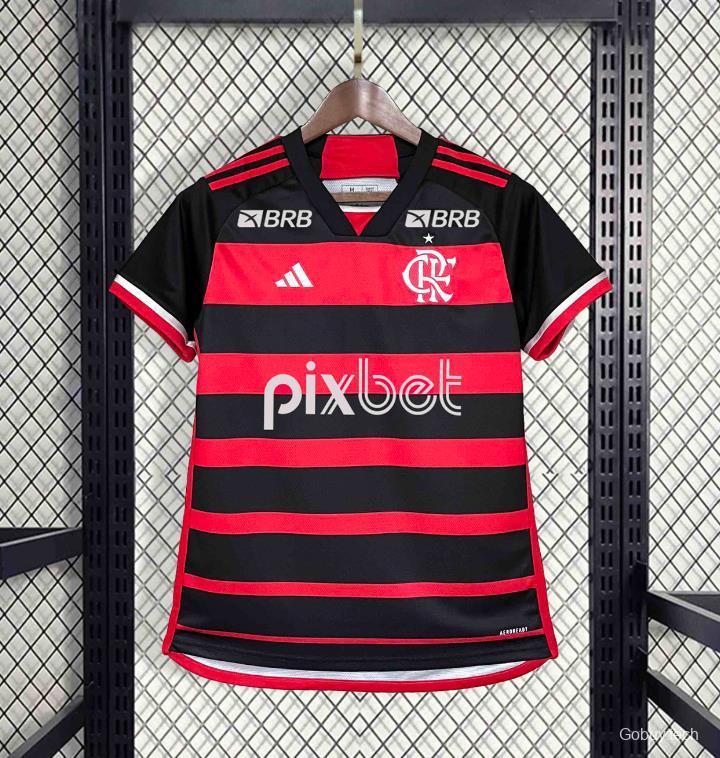 24/25 Women Flamengo Home Jersey With All Sponsor