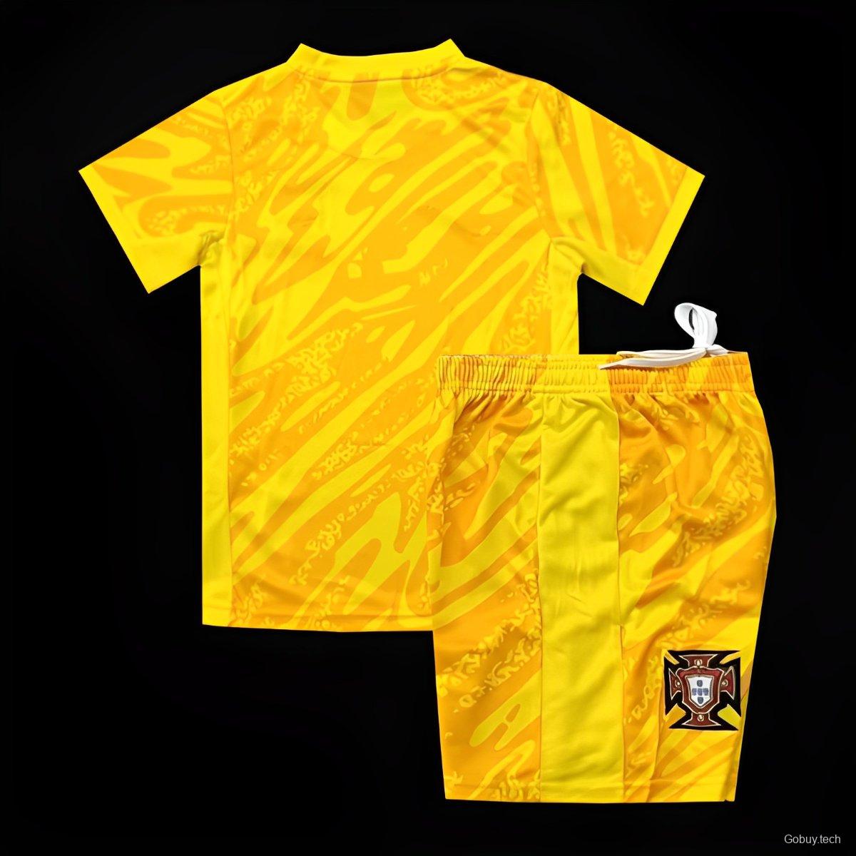 Kids 2024 Portugal Yellow Goalkeeper Jersey