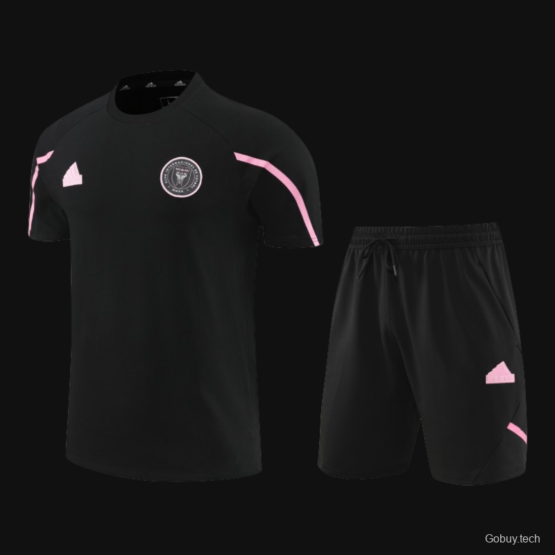 23/24 Inter Miami Black/Pink Cotton Short Sleeve Jersey+Shorts