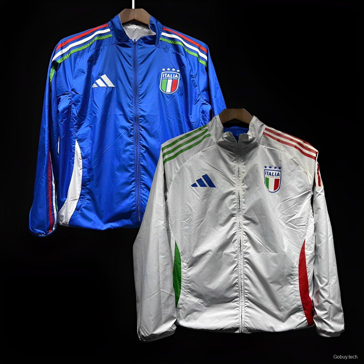 2024 Italy White/Blue Reversible Windbreaker